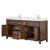 Custom image for Dark Walnut with Brushed Gold Trim / White Quartz / No Mirror
