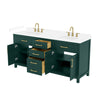 Custom image for Green with Brushed Gold Trim / White Cultured Marble / No Mirror