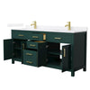 Custom image for Green with Brushed Gold Trim / White Quartz / No Mirror