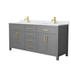 Custom image for Dark Gray with Brushed Gold Trim / White Cultured Marble / No Mirror