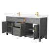 Custom image for Dark Gray with Brushed Gold Trim / White Quartz / No Mirror