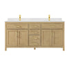 Custom image for Whitewashed Oak with Brushed Gold Trim / Carrara Cultured Marble / No Mirror