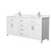 Custom image for White with Brushed Gold Trim / Carrara Cultured Marble / No Mirror