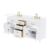 Custom image for White with Brushed Gold Trim / Carrara Cultured Marble / No Mirror
