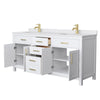 Custom image for White with Brushed Gold Trim / White Cultured Marble / No Mirror