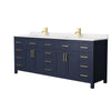 Custom image for Dark Blue with Brushed Gold Trim / Carrara Cultured Marble / No Mirror