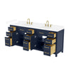 Custom image for Dark Blue with Brushed Gold Trim / White Cultured Marble / No Mirror