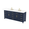 Custom image for Dark Blue with Brushed Gold Trim / White Cultured Marble / No Mirror