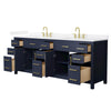 Custom image for Dark Blue with Brushed Gold Trim / White Quartz / No Mirror