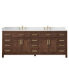 Custom image for Dark Walnut with Brushed Gold Trim / Carrara Cultured Marble / No Mirror