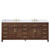 Custom image for Dark Walnut with Brushed Gold Trim / White Cultured Marble / No Mirror