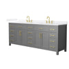 Custom image for Dark Gray with Brushed Gold Trim / White Quartz / No Mirror
