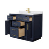 Custom image for Dark Blue with Brushed Gold Trim / White Cultured Marble / No Mirror