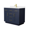 Custom image for Dark Blue with Brushed Gold Trim / White Quartz / No Mirror