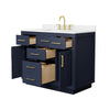 Custom image for Dark Blue with Brushed Gold Trim / White Quartz / No Mirror