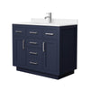 Custom image for Dark Blue with Brushed Nickel Trim / White Quartz / No Mirror
