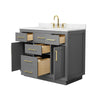 Custom image for Dark Gray with Brushed Gold Trim / Carrara Cultured Marble / No Mirror