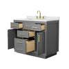 Custom image for Dark Gray with Brushed Gold Trim / White Cultured Marble / No Mirror