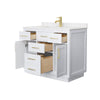 Custom image for White with Brushed Gold Trim / Carrara Cultured Marble / No Mirror