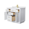 Custom image for White with Brushed Gold Trim / White Cultured Marble / No Mirror