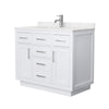 Custom image for White with Brushed Nickel Trim / Carrara Cultured Marble / No Mirror