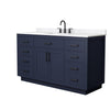 Custom image for Dark Blue with Matte Black Trim / Carrara Cultured Marble / No Mirror