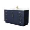 Custom image for Dark Blue with Brushed Gold Trim / Carrara Cultured Marble / No Mirror