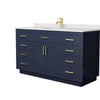 Custom image for Dark Blue with Brushed Gold Trim / White Cultured Marble / No Mirror
