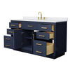 Custom image for Dark Blue with Brushed Gold Trim / White Cultured Marble / No Mirror