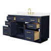 Custom image for Dark Blue with Brushed Gold Trim / White Quartz / No Mirror