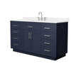 Custom image for Dark Blue with Brushed Nickel Trim / White Quartz / No Mirror