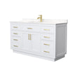Custom image for White with Brushed Gold Trim / Carrara Cultured Marble / No Mirror