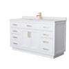 Custom image for White with Brushed Gold Trim / White Cultured Marble / No Mirror