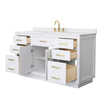 Custom image for White with Brushed Gold Trim / White Cultured Marble / No Mirror