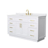 Custom image for White with Brushed Gold Trim / White Cultured Marble / No Mirror