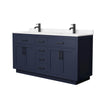 Custom image for Dark Blue with Matte Black Trim / Carrara Cultured Marble / No Mirror