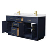 Custom image for Dark Blue with Brushed Gold Trim / White Cultured Marble / No Mirror