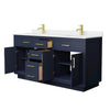 Custom image for Dark Blue with Brushed Gold Trim / White Quartz / No Mirror