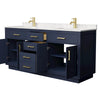 Custom image for Dark Blue with Brushed Gold Trim / Carrara Cultured Marble / No Mirror