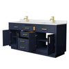 Custom image for Dark Blue with Brushed Gold Trim / White Cultured Marble / No Mirror