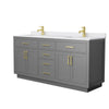 Custom image for Dark Gray with Brushed Gold Trim / White Cultured Marble / No Mirror