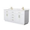 Custom image for White with Brushed Gold Trim / Carrara Cultured Marble / No Mirror