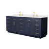 Custom image for Dark Blue with Brushed Gold Trim / White Quartz / No Mirror