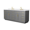 Custom image for Dark Gray with Brushed Gold Trim / White Cultured Marble / No Mirror