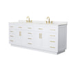 Custom image for White with Brushed Gold Trim / Carrara Cultured Marble / No Mirror