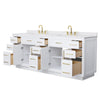 Custom image for White with Brushed Gold Trim / White Cultured Marble / No Mirror