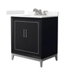 Custom image for Black with Brushed Nickel Trim / Carrara Cultured Marble / No Mirror