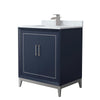 Custom image for Dark Blue with Brushed Nickel Trim / White Carrara Marble / No Mirror