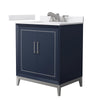 Custom image for Dark Blue with Brushed Nickel Trim / White Cultured Marble / No Mirror