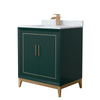 Custom image for Green with Satin Bronze Trim / White Carrara Marble / No Mirror